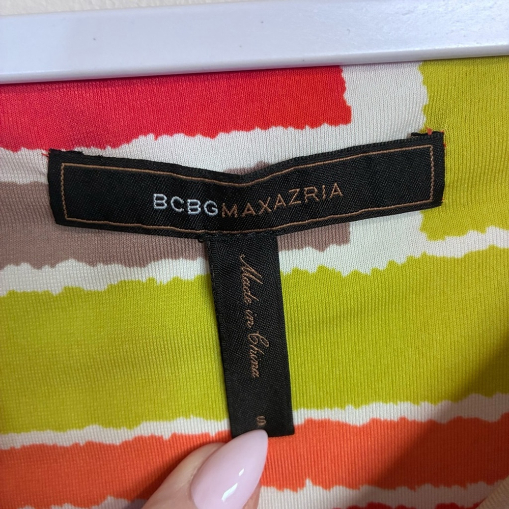 BCBGMaxAzria - Orange, Lime, gray Swoop neckline Dress - S - Picture 9 of 12